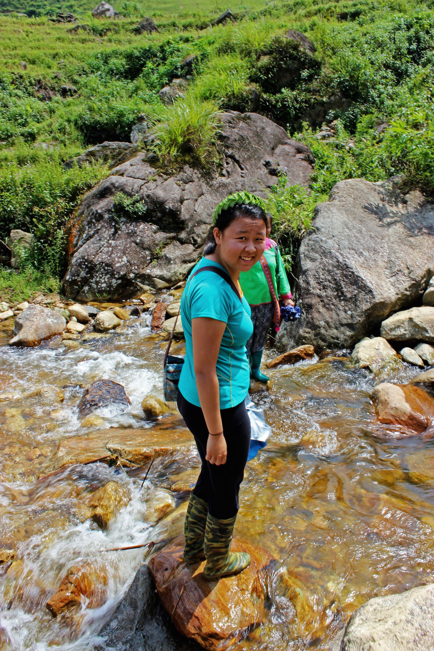 Crossing the waterfall
