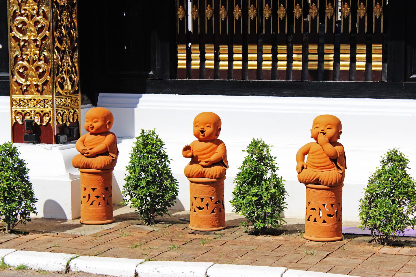 Cute Buddha statues at Wat Inthakhin in Chiang Mai