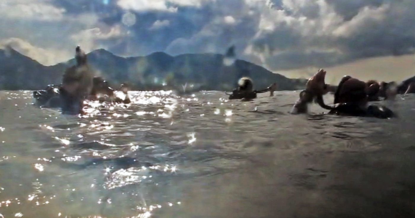 Divers going down, White Rock Dive Site, Koh Tao, Thailand