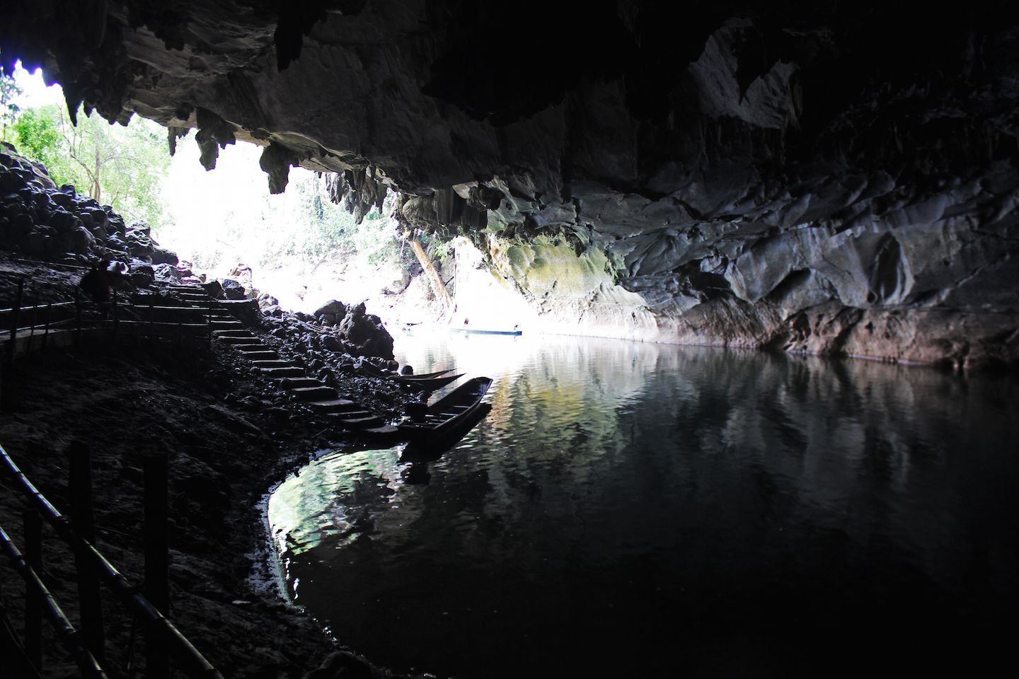 Exiting the cave, Konglor Cave, Laos