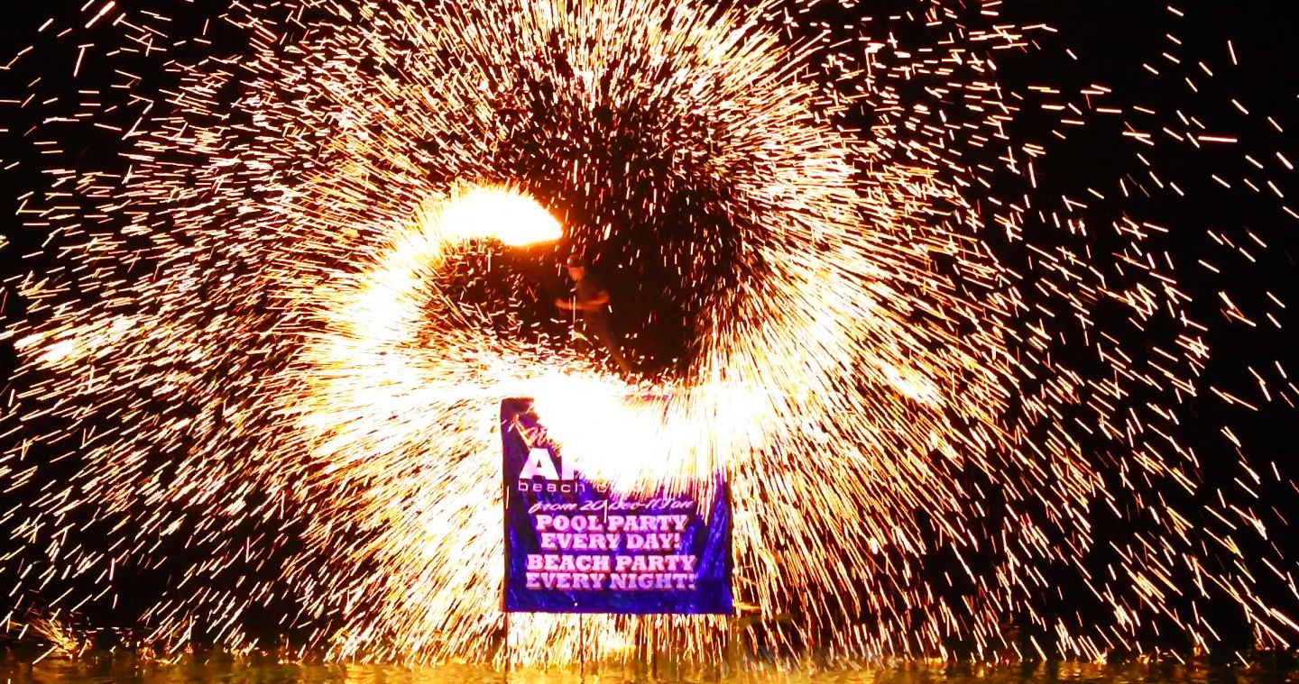 Fire show at the beach party, Ark Bar, Chaweng Beach, Koh Samui, Thailand