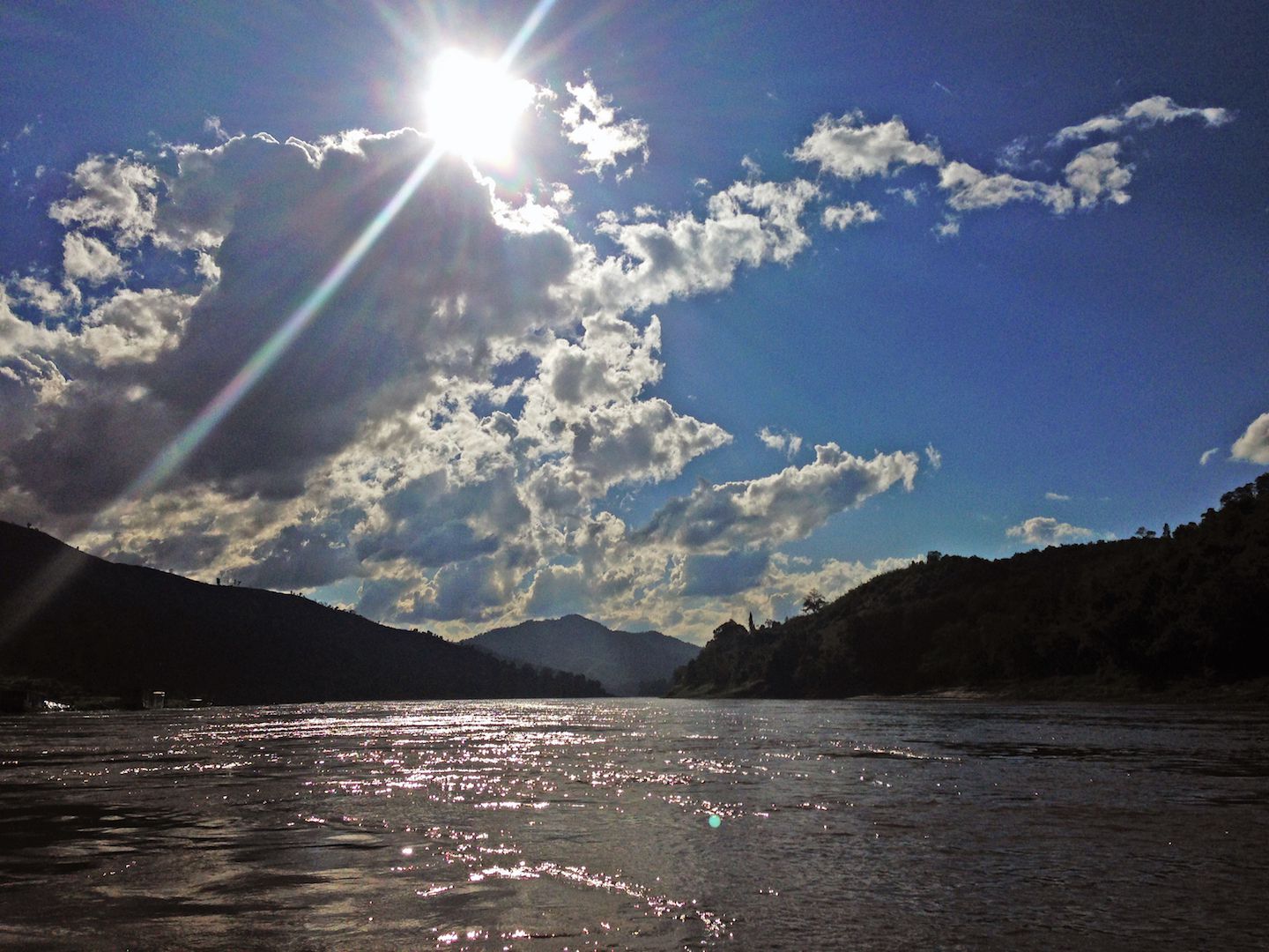 Going downstream on the Mekong River in Laos