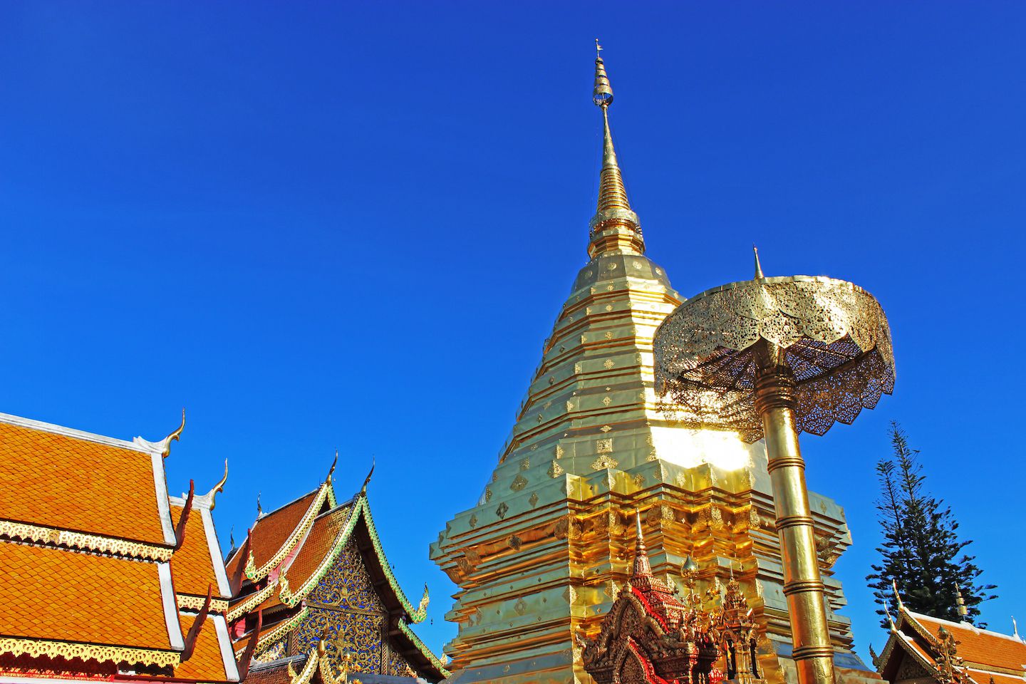 Golden chedi at Wat Doi Suthep in Chiang Mai
