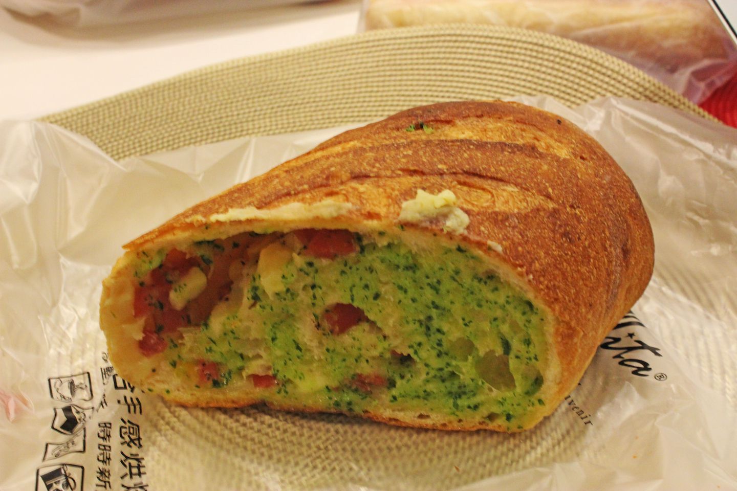 Ham and garlic bread