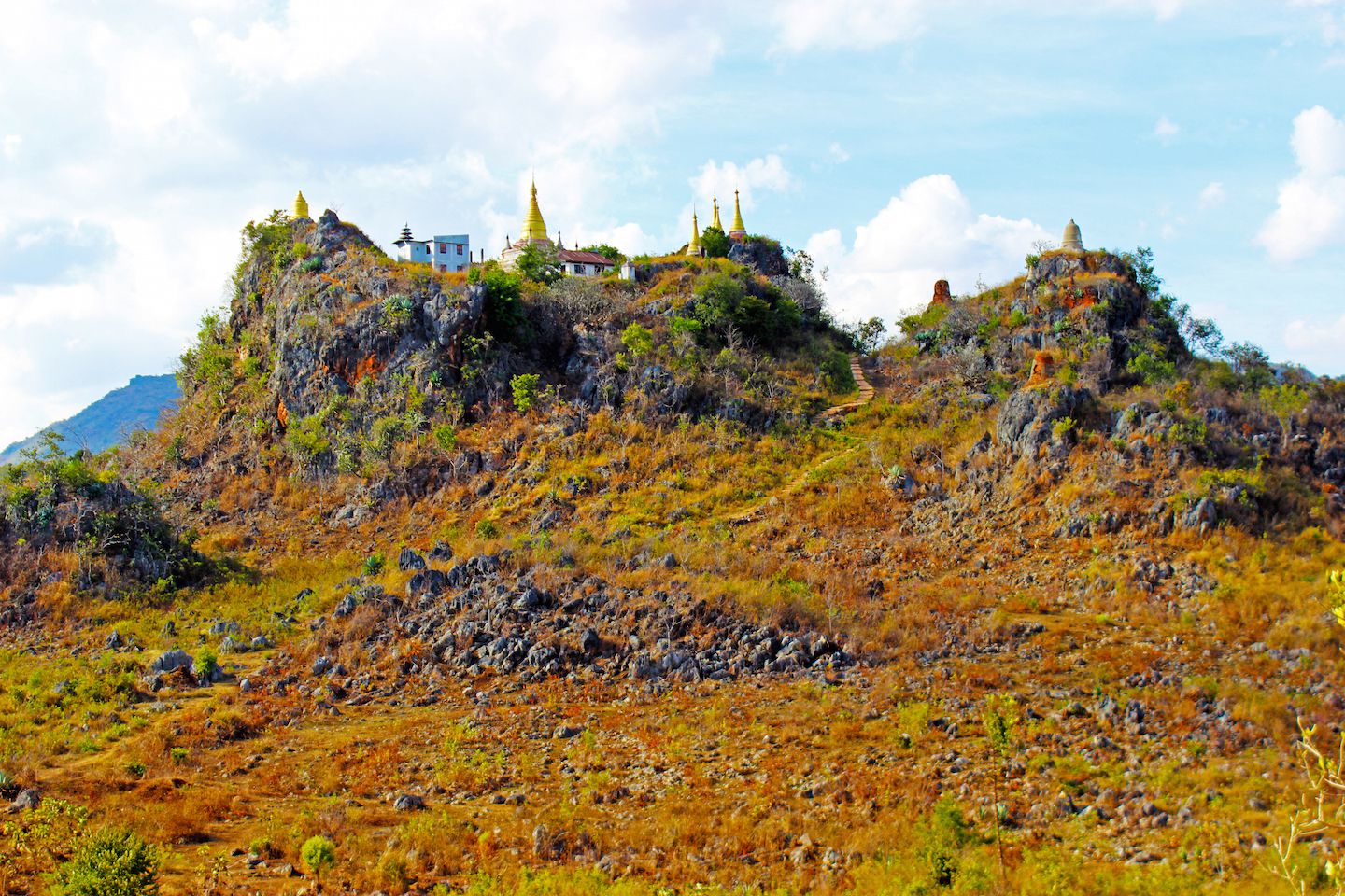 Hill with pagoda, Inle Lake, Myanmar