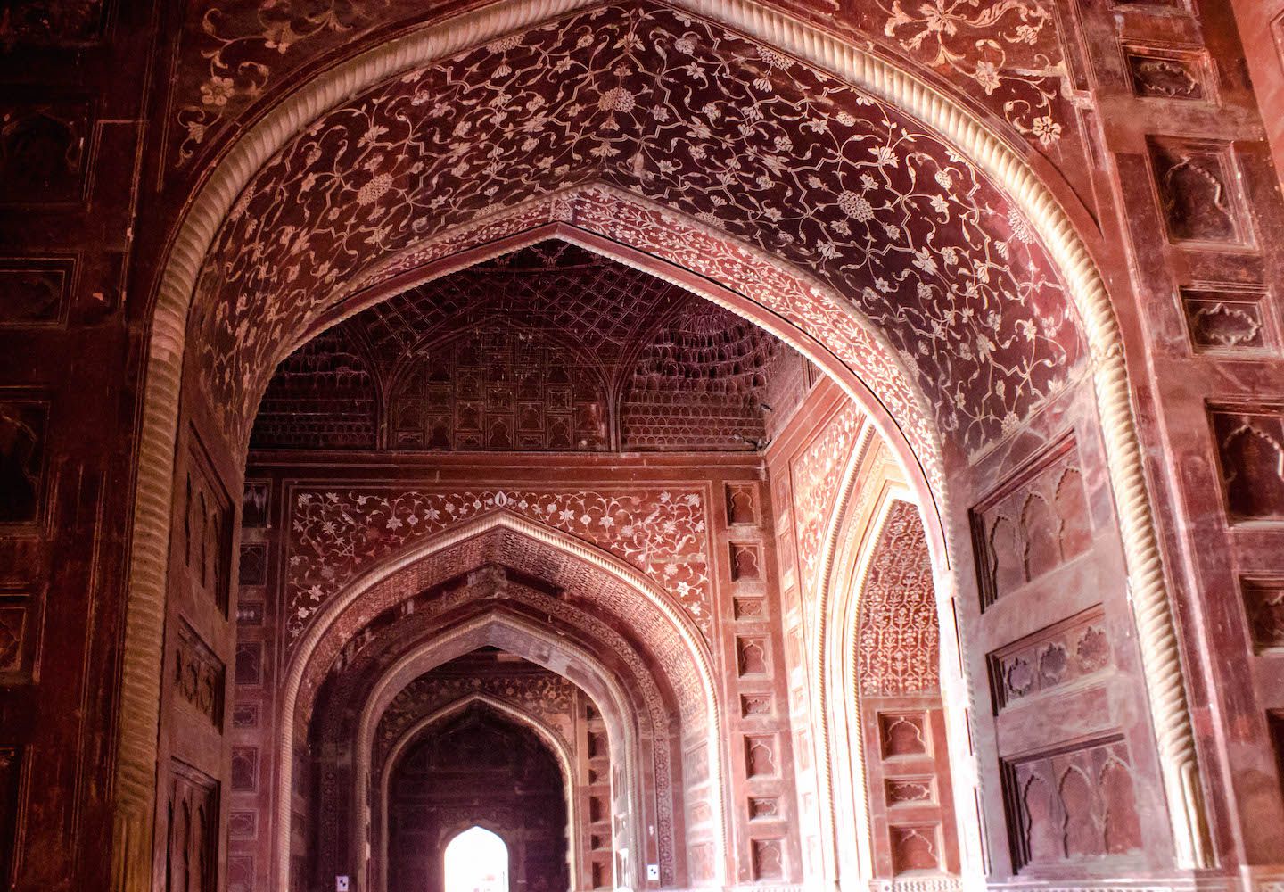 Arches at the entrance to the Taj Mahal, Agra, India