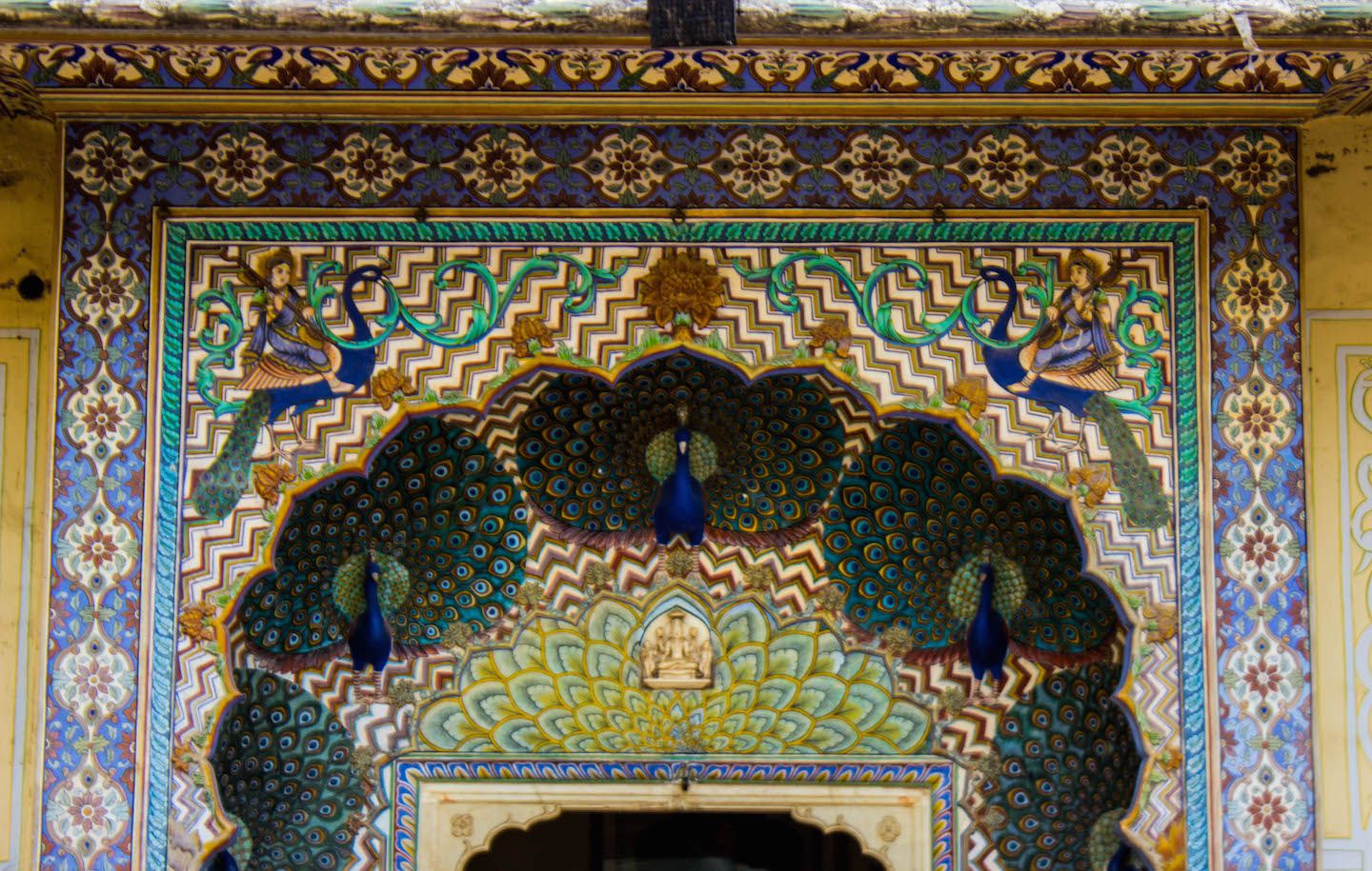 Detailed decoration on the gates of the City Palace, Jaipur, India