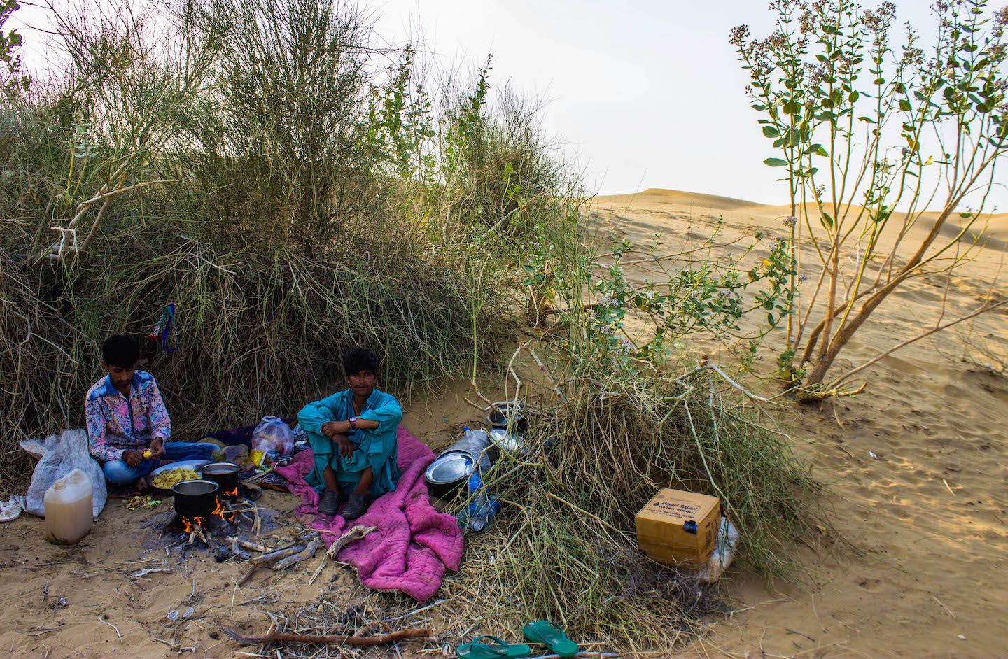 Our guides preparing dinner for us, Thar Desert, Jaisalmer, India