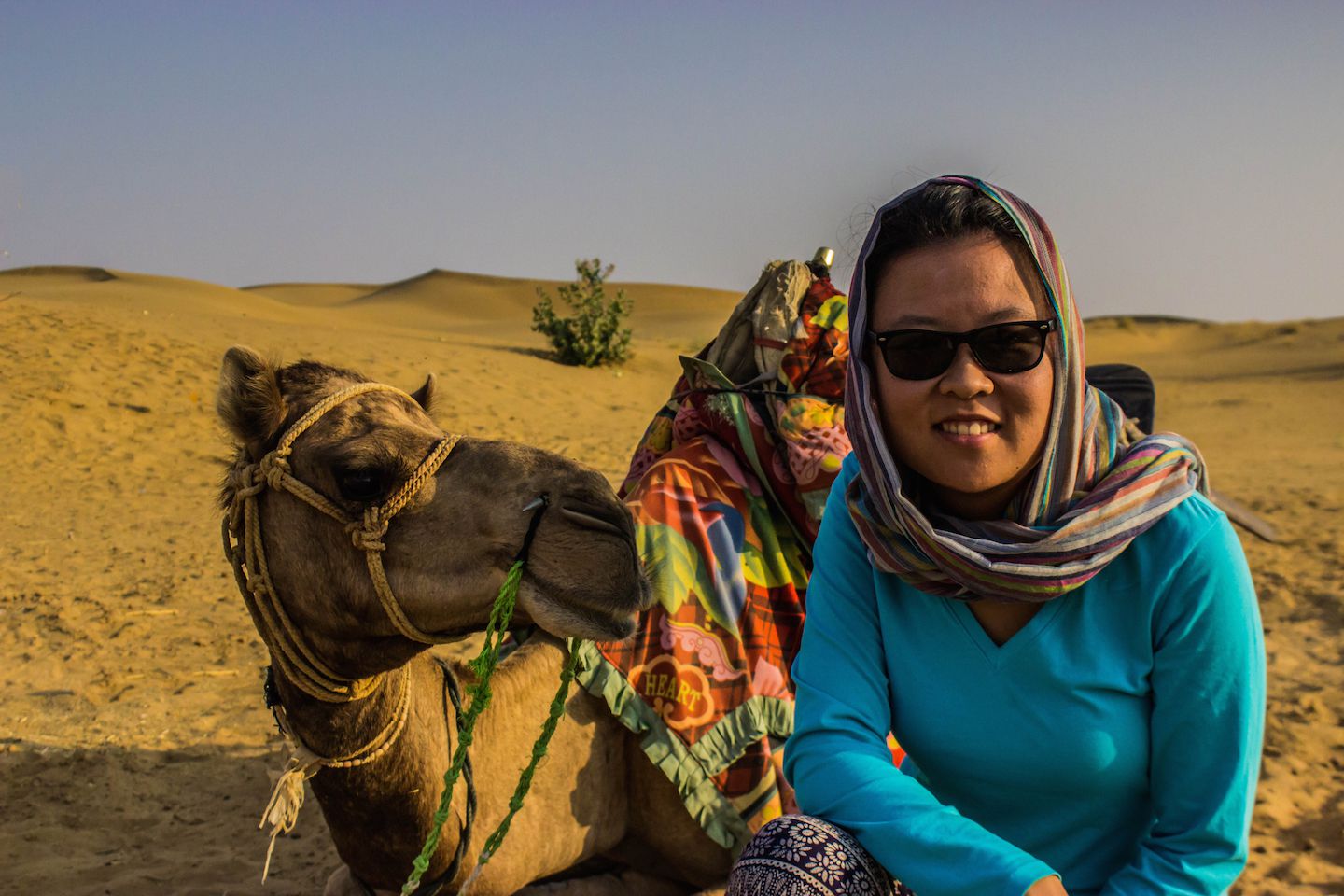 Julie and the camel, Thar Desert, Jaisalmer, India