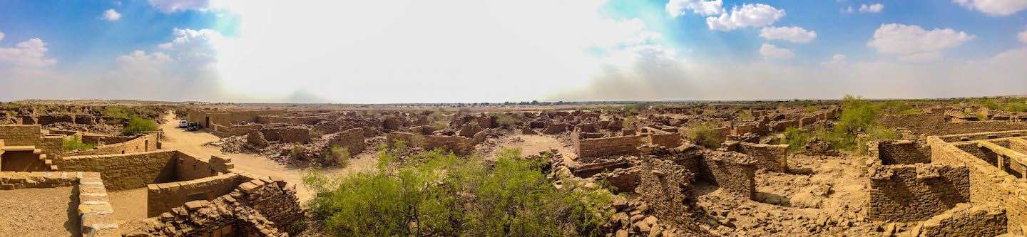 Panoramic view of the abandoned village in the Thar Desert, Jaisalmer India