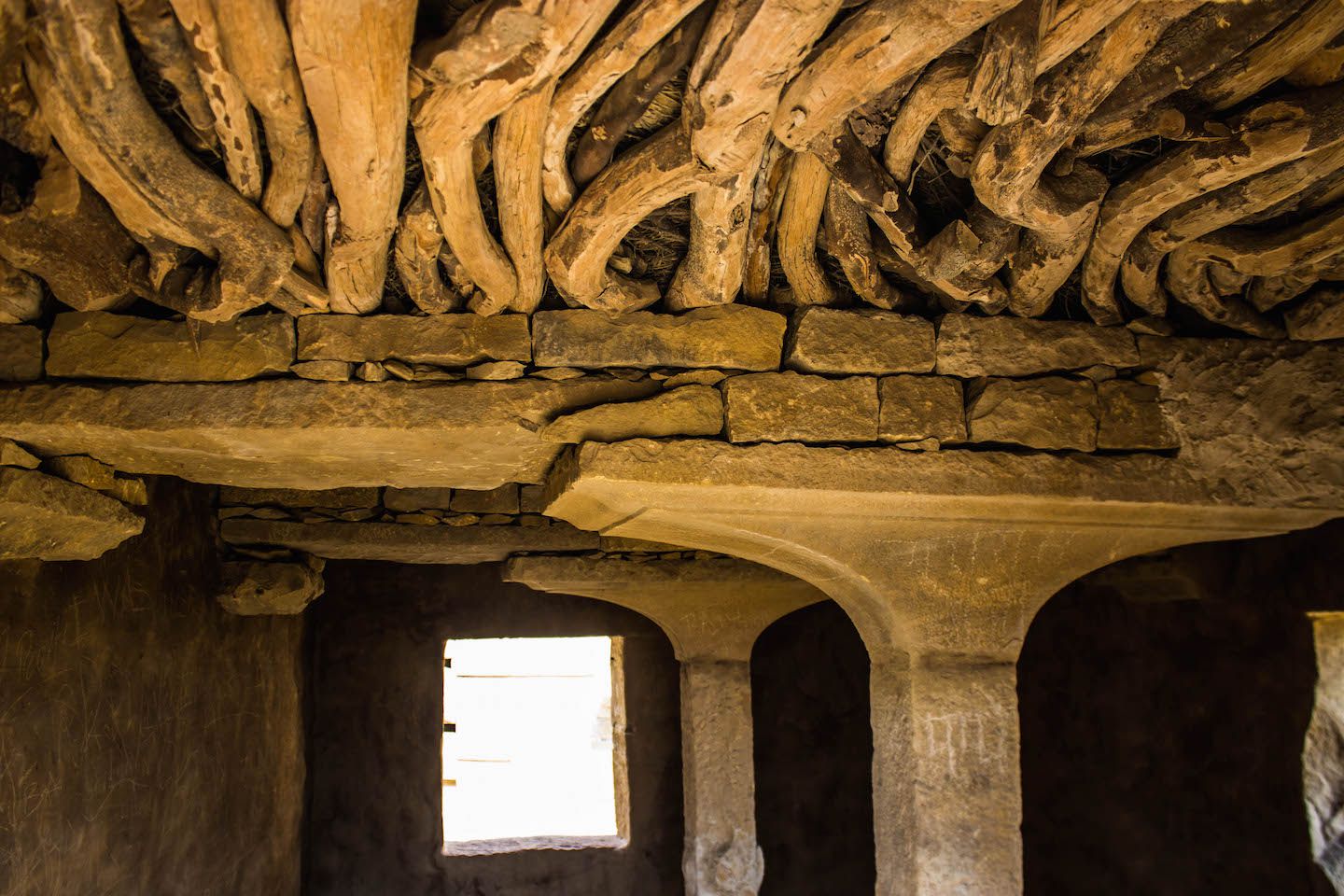 Inside one of the abandoned houses in the Thar Desert, Jaisalmer, India