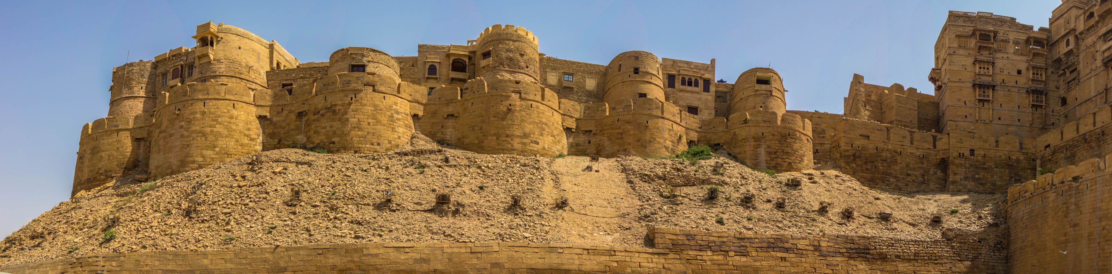 Panoramic view of the walls of the Jaisalmer Fort, Jaisalmer, India