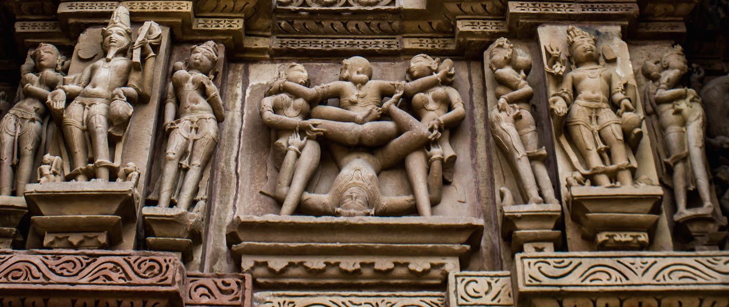 Acrobatic sex position at Kanradirya-Mahadev temple, Khajuraho, India