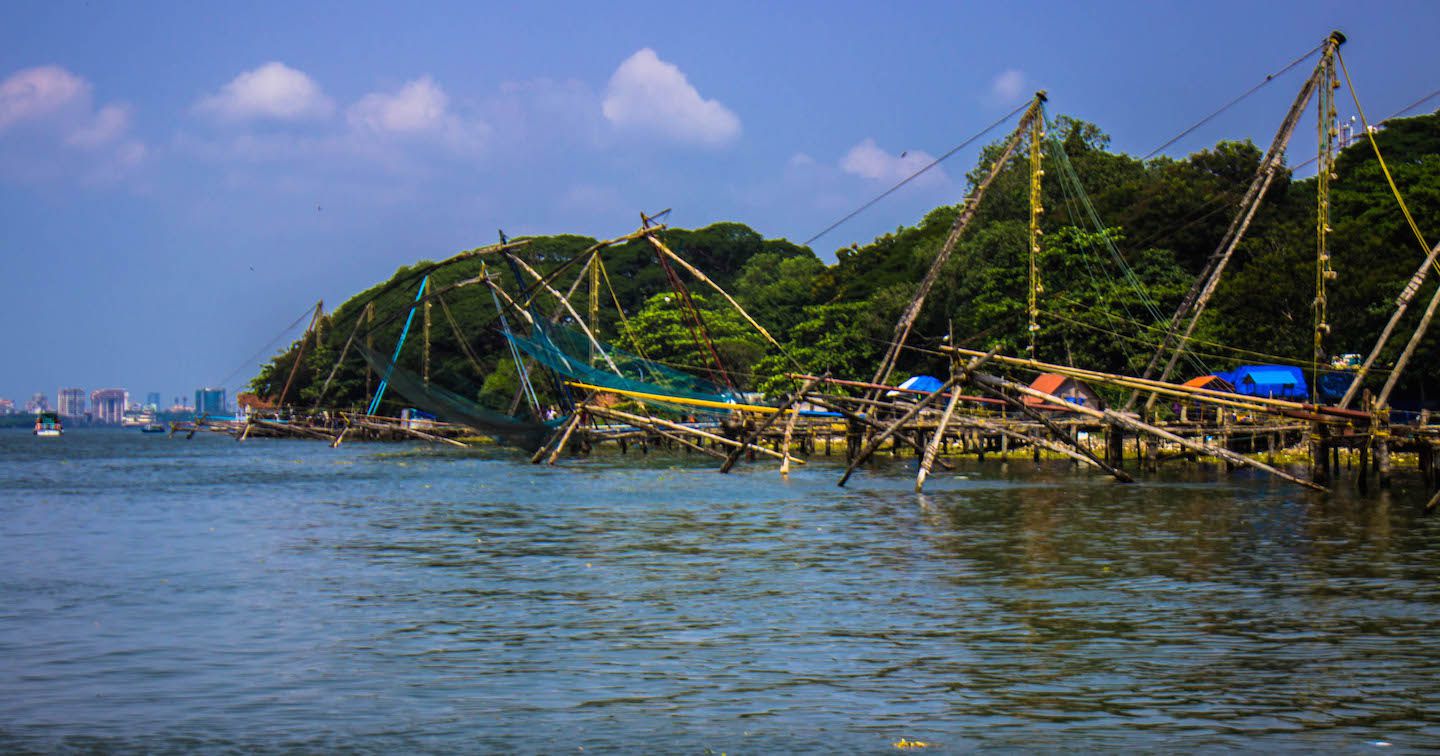 Chinese fishing nets along the canals of Fort Kochi, India