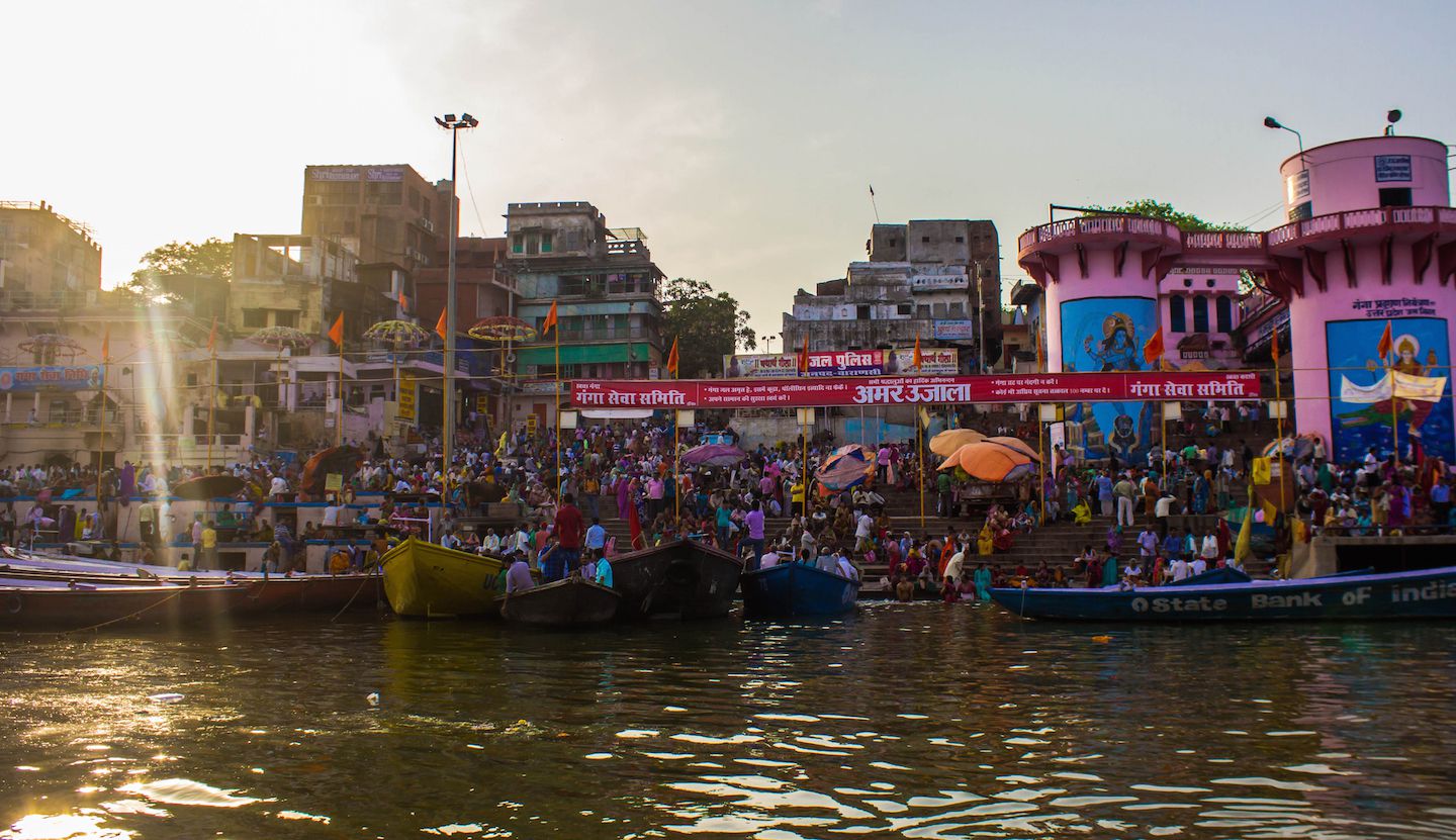 Sunset over the Ganges in Varanasi, India