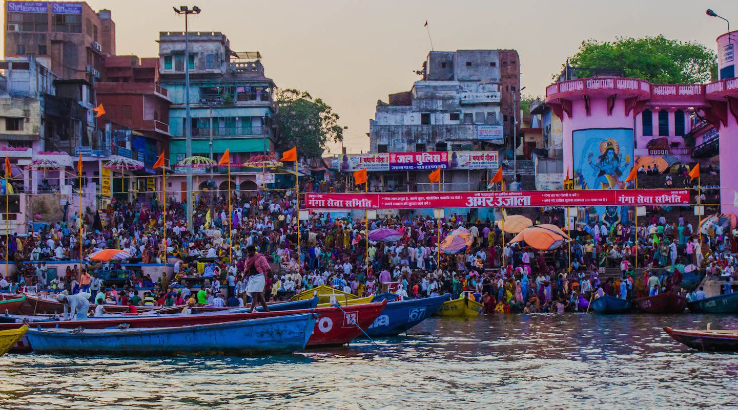 Dashashwamedh Ghat viewed from the boat, Varanasi, India
