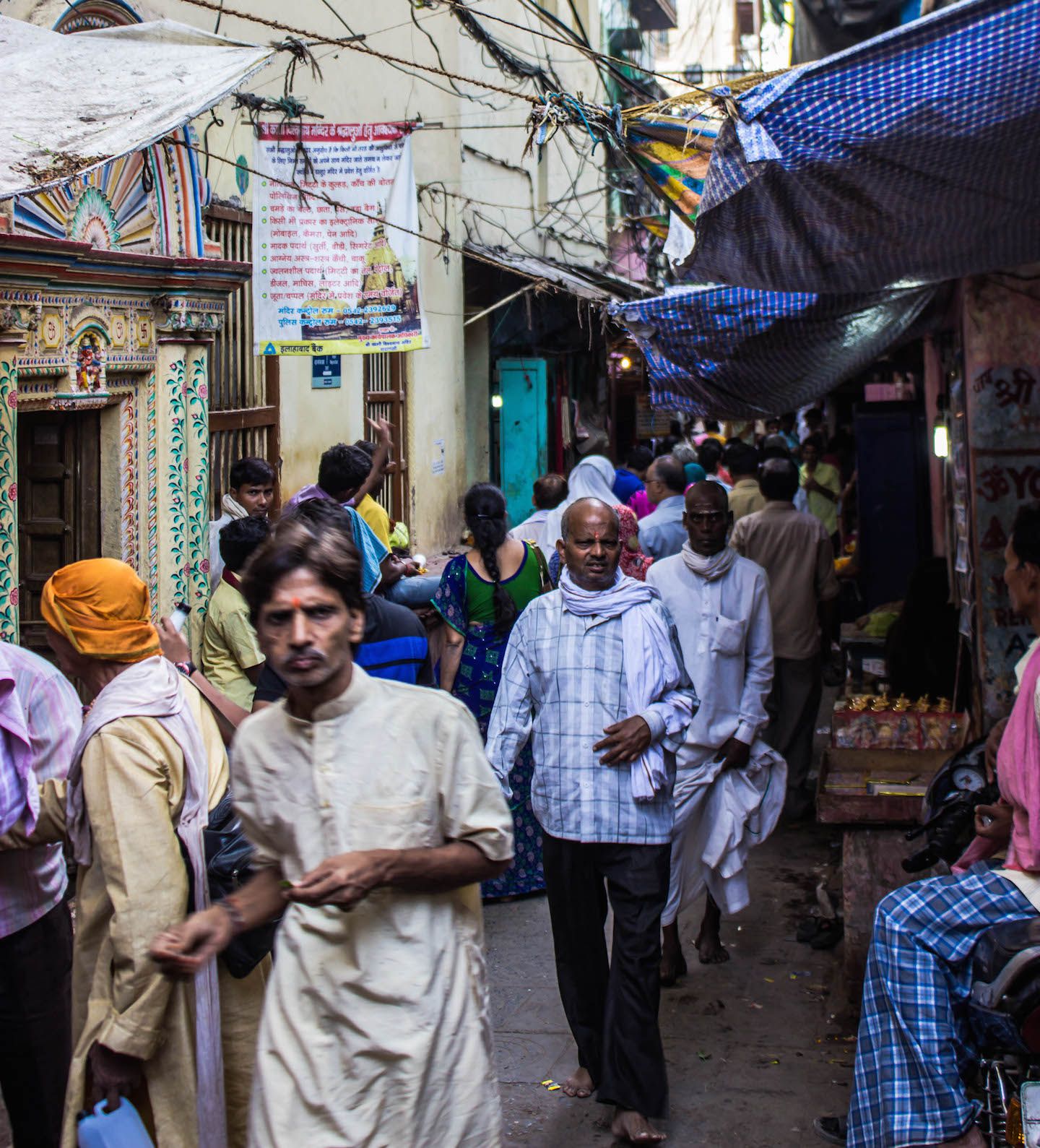 Locals walking on the alleys of Varanasi, India