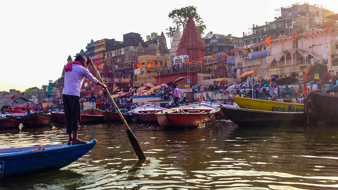 View of one of the many ghats in Varanasi, India