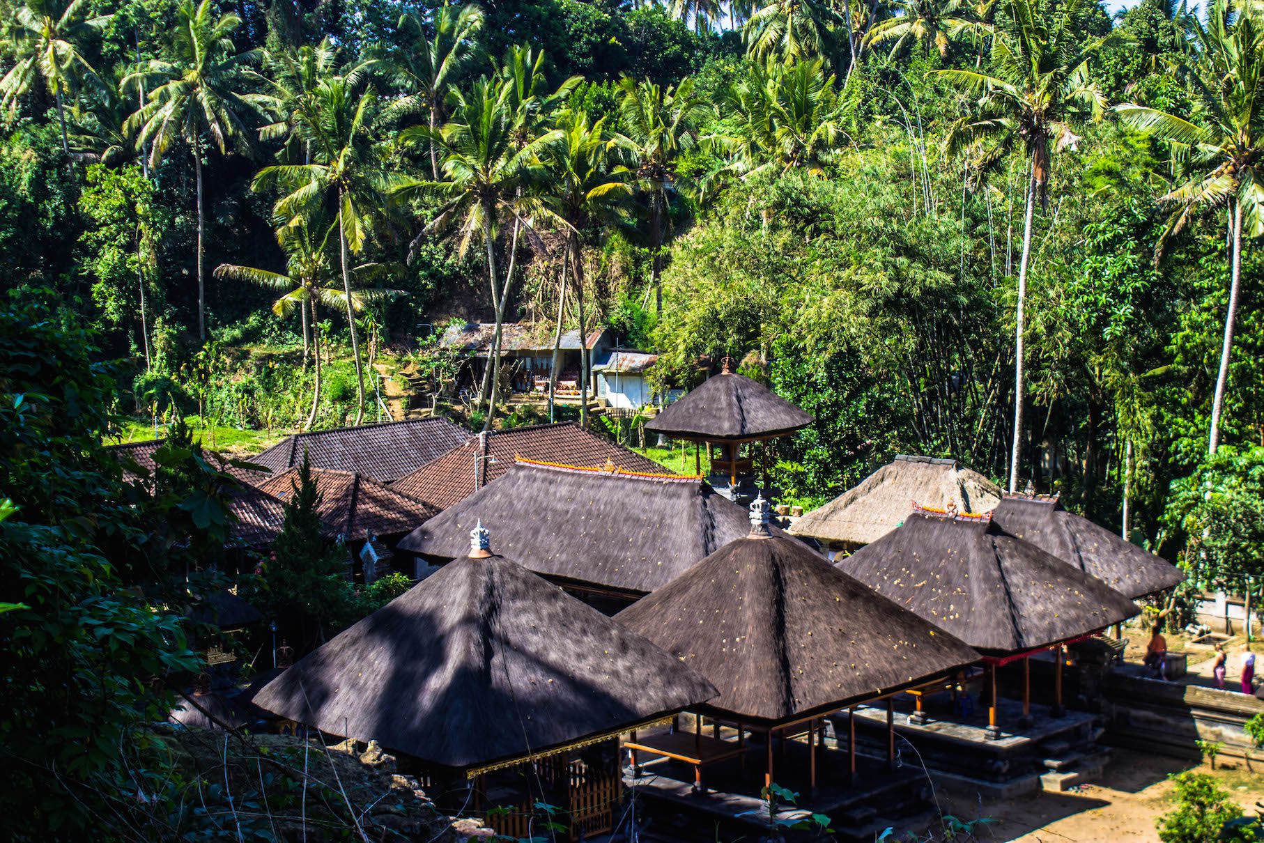 Overlooking the shrines of Goa Gajah temple, Bali, Indonesia