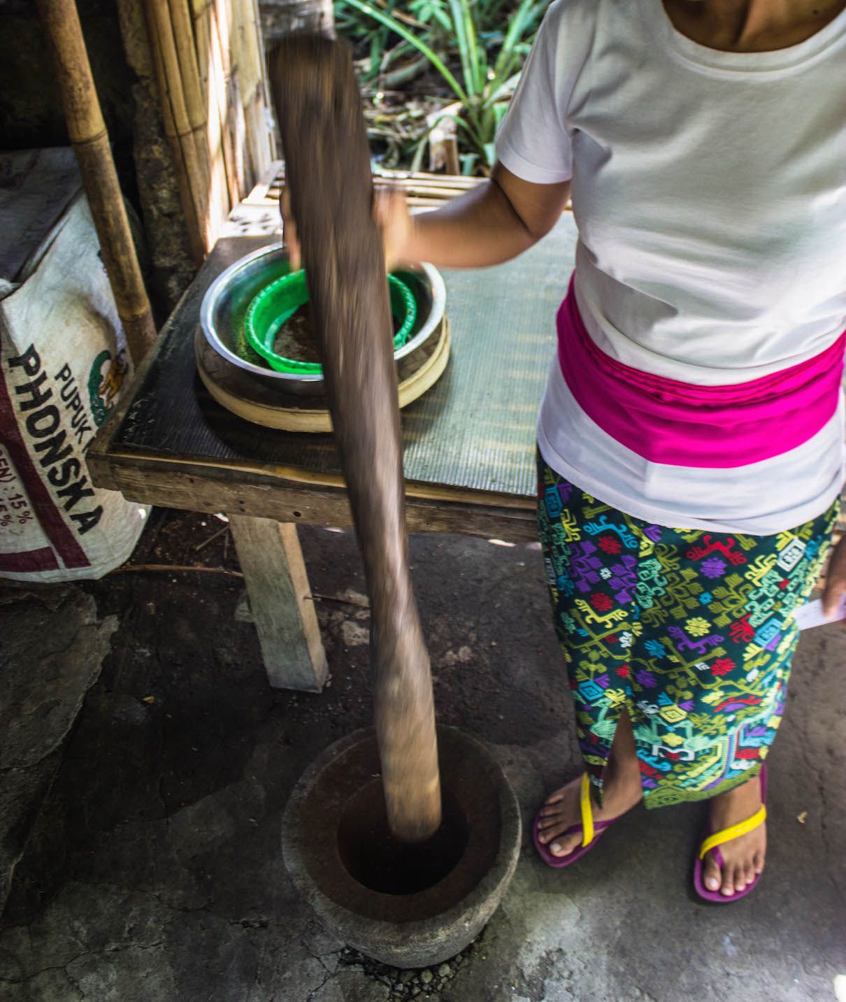 Grinding the coffee beans, Bali, Indonesia