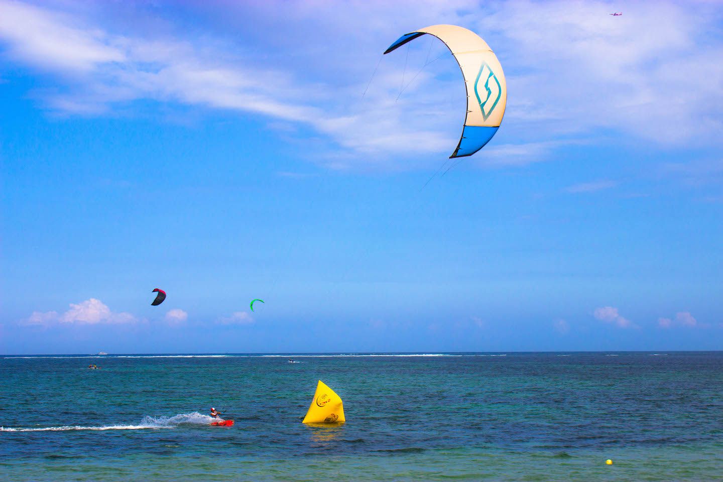 Kitesurfing at Sanur Beach, Bali, Indonesia
