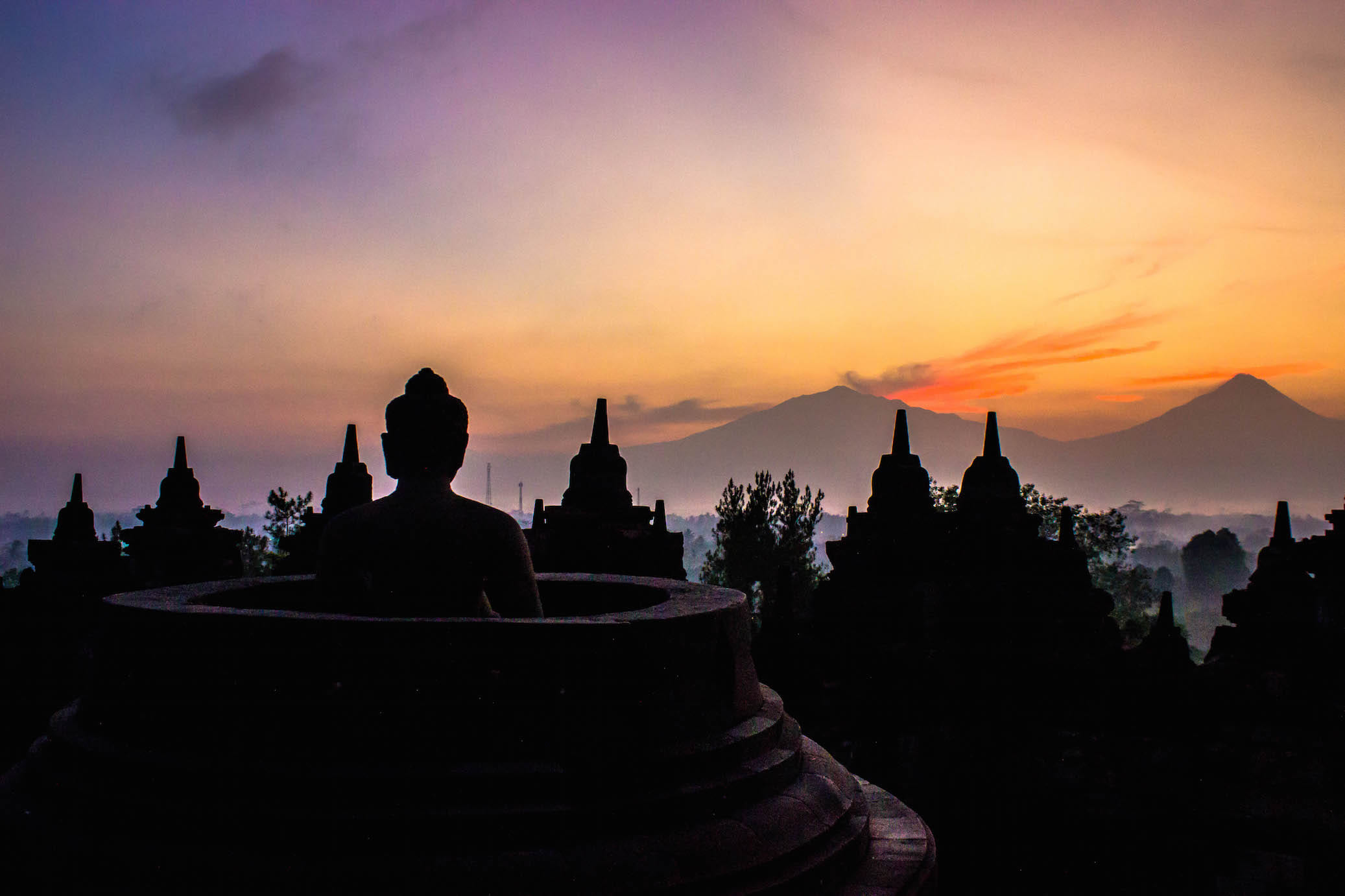 Sunrise over Borobudur, Indonesia