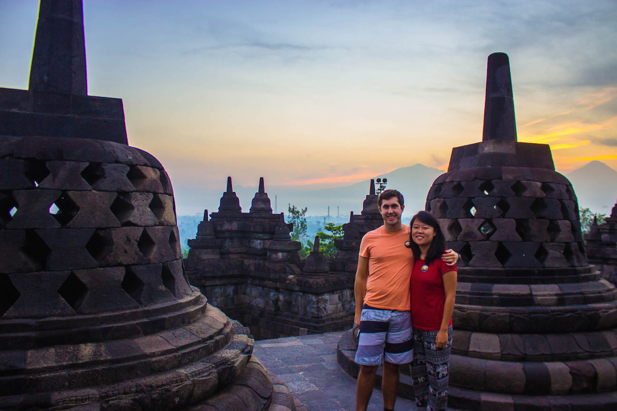 Julie and Carlos at Borobudur, Indonesia