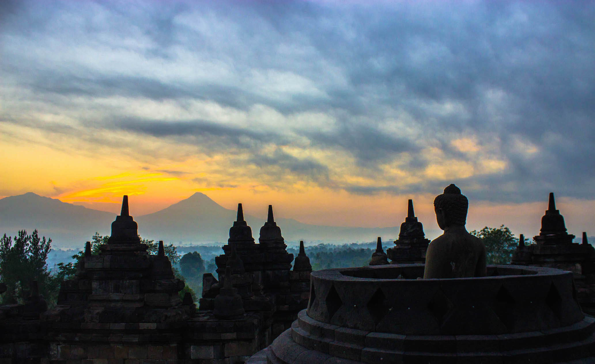 Buddha statue in Borobudur, Indonesia