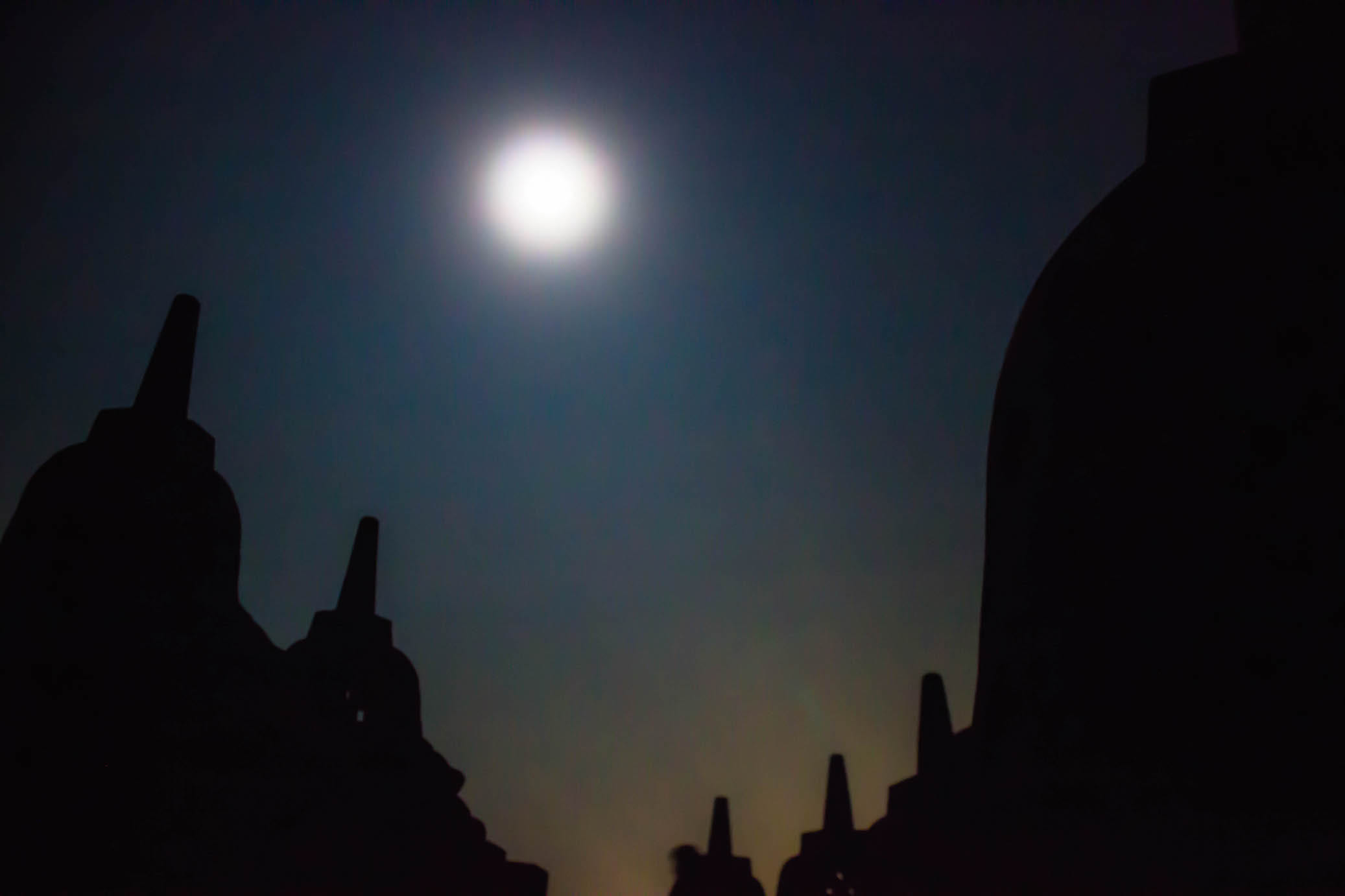 Full moon over Borobudur, Indonesia