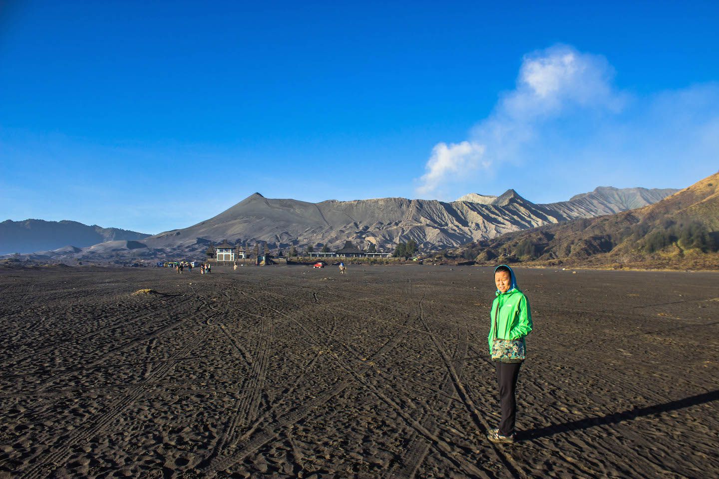 Julie walking to Mt. Bromo's crater, Indonesia
