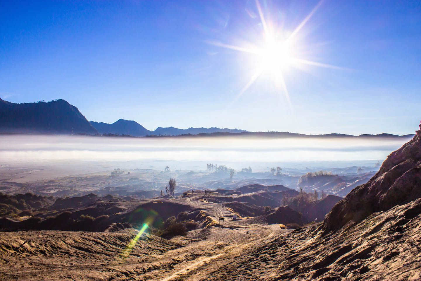 Mist covering the sea of sand, Indonesia