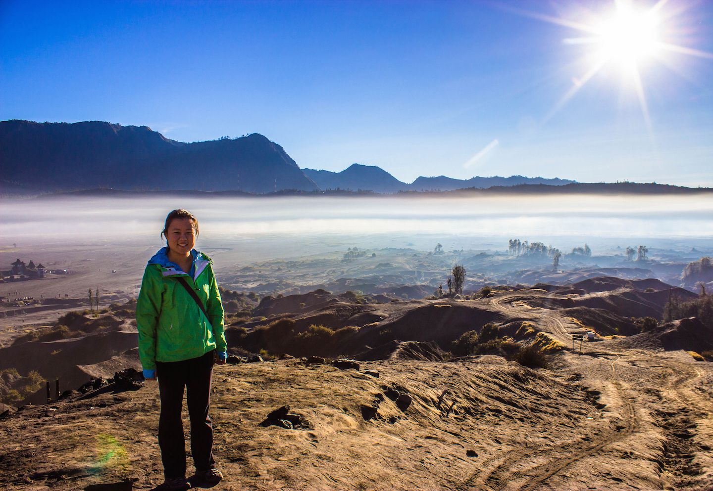 Julie overlooking the sea of sand, Indonesia