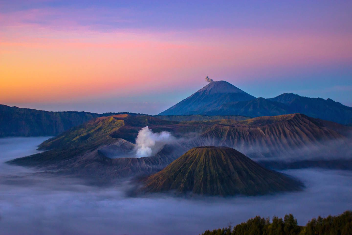 Mt. Semeru spewing ash, Indonesia