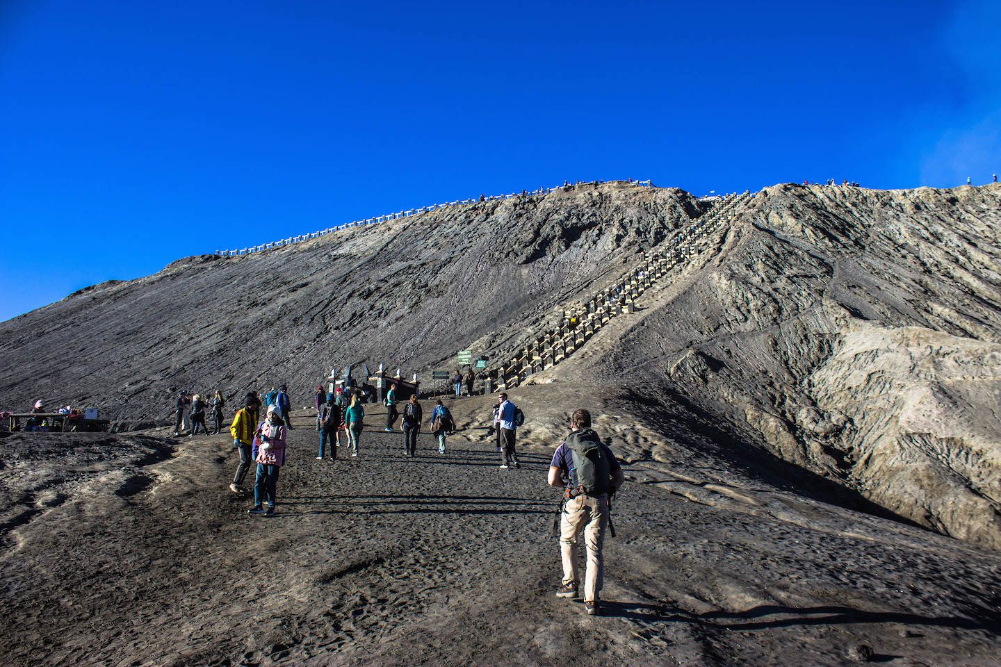 Hikers trekking to the crater of Mt. Bromo, Indonesia