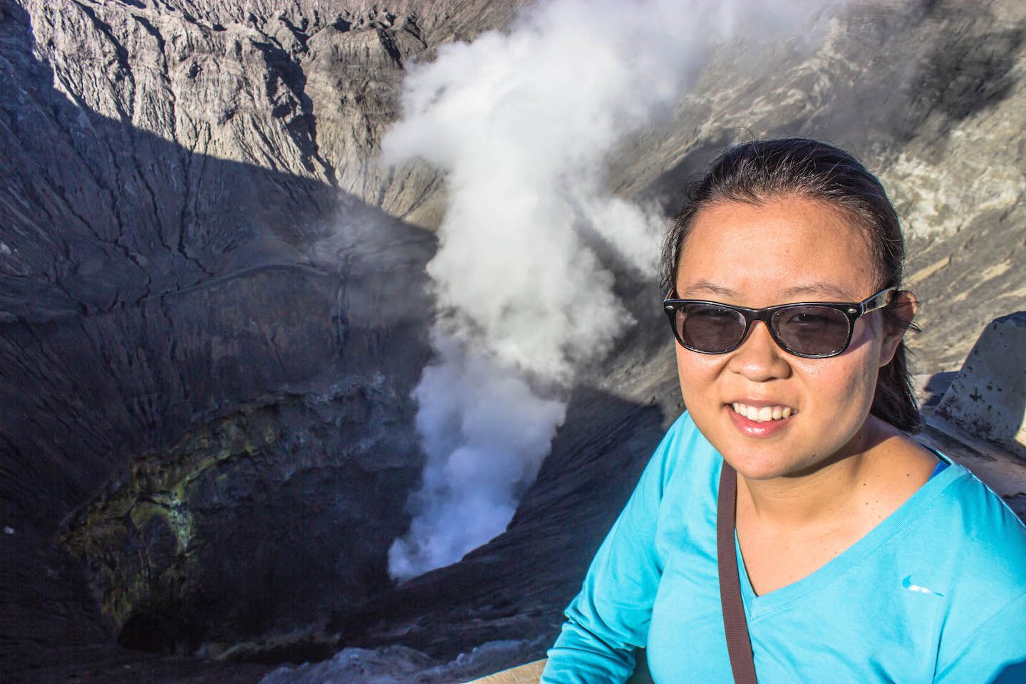 Julie at the crater of Mt. Bromo, Indonesia