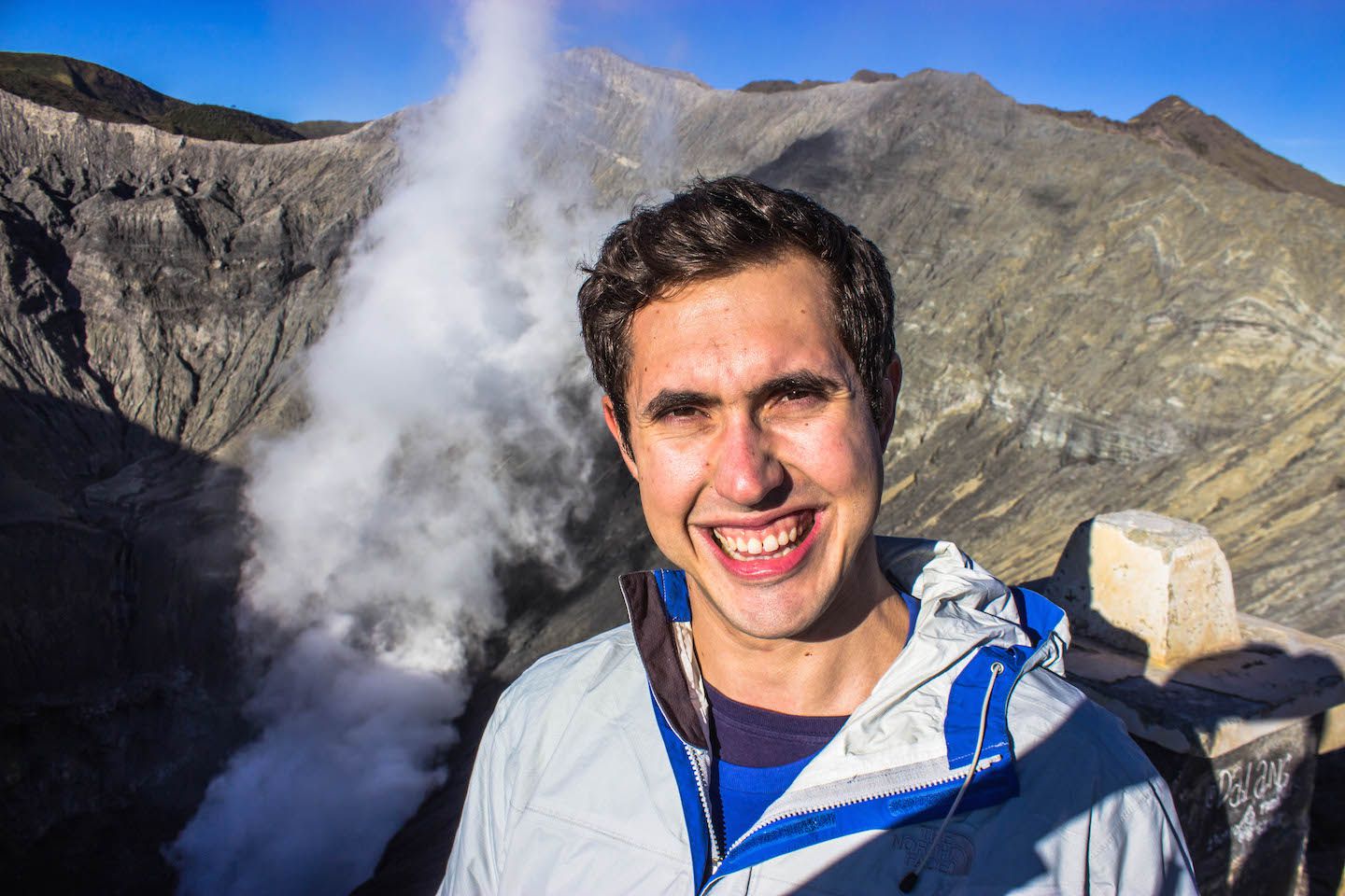 Carlos at the crater of Mt. Bromo, Indonesia