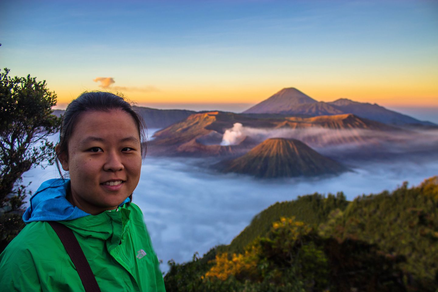 Julie during sunrise at Mt. Bromo, Indonesia