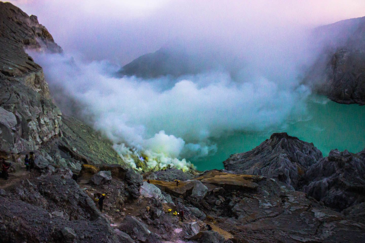 Overlooking the crater of Mt. Ijen, Indonesia