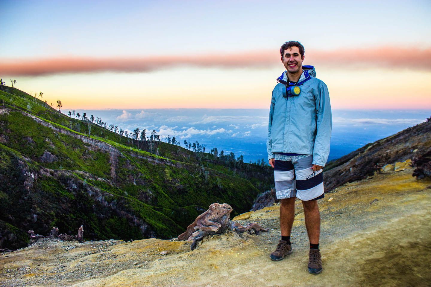Carlos trekking at Mt. Ijen, Indonesia