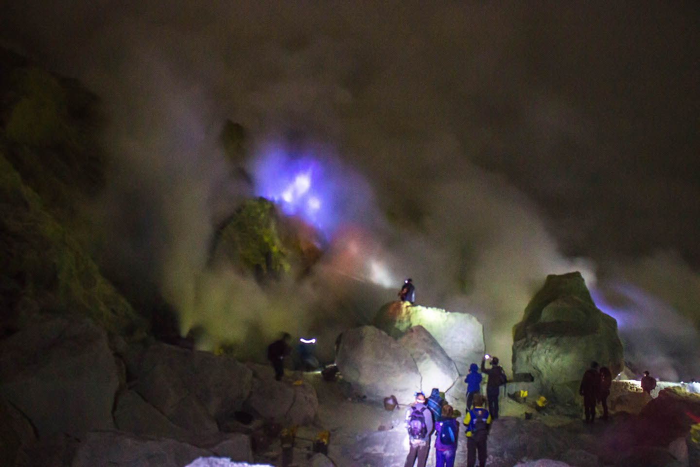 Reaching the blue flames, Mt. Ijen, Indonesia
