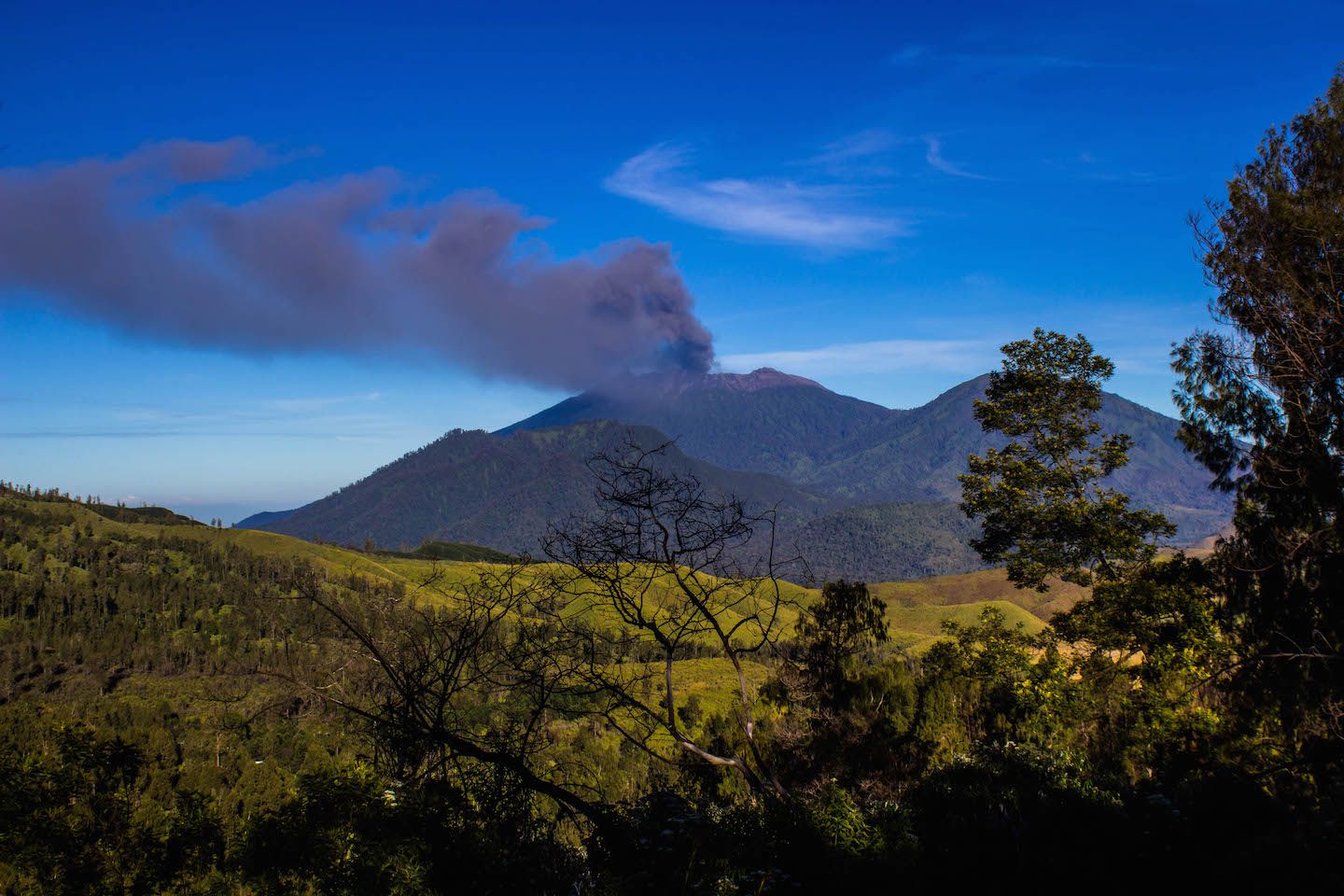 View of Mt. Raung erupting, Indonesia