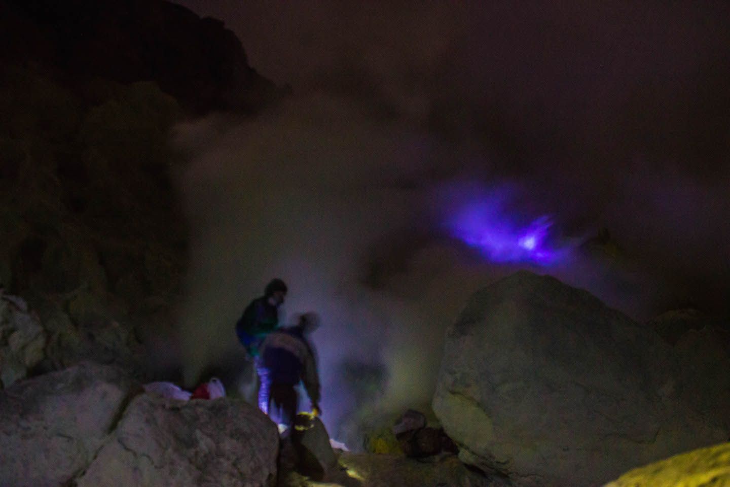 Seeing the blue flames, Mt. Ijen, Indonesia
