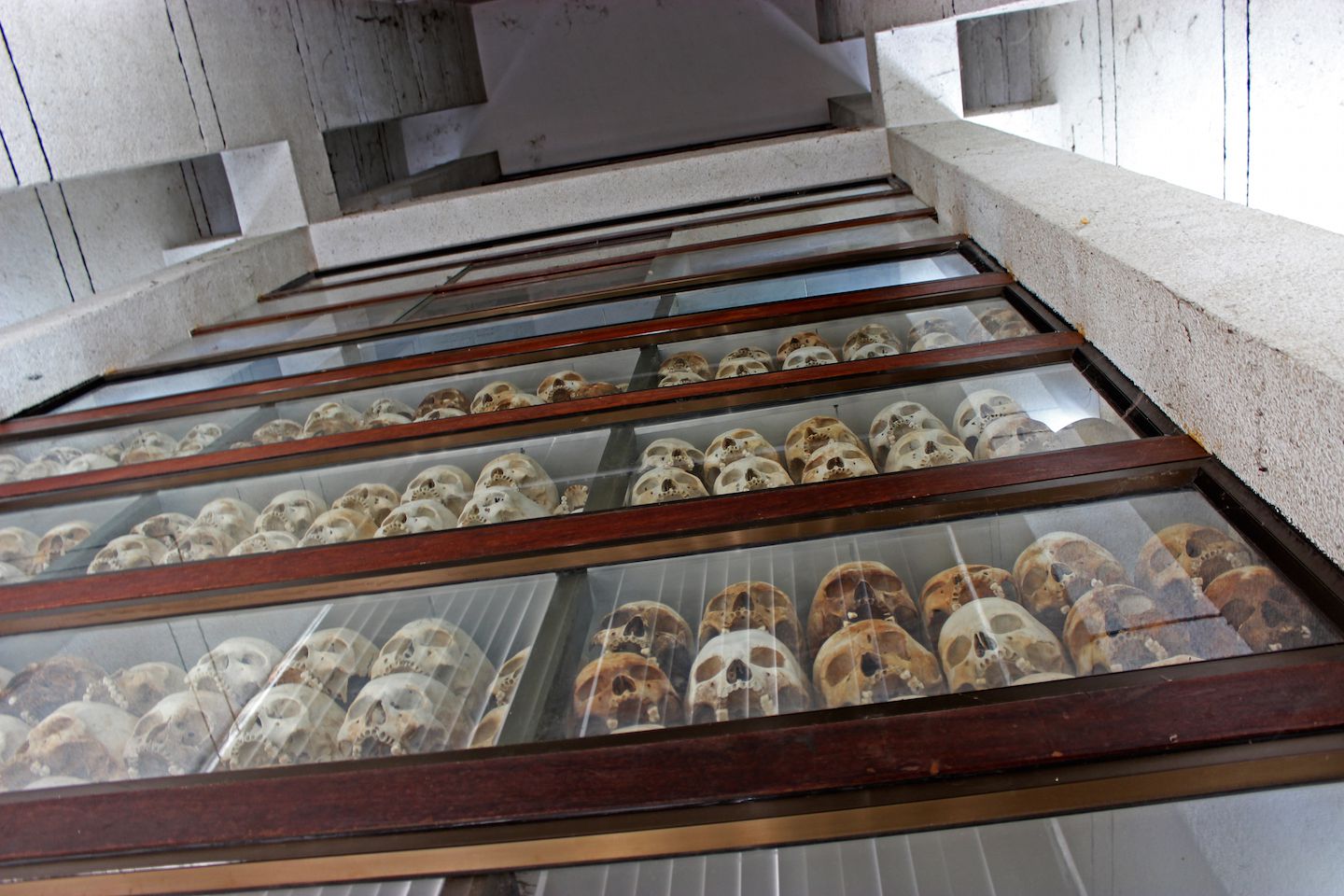Inside the commemorating stupa at the Choeung-Ek Killing Fields
