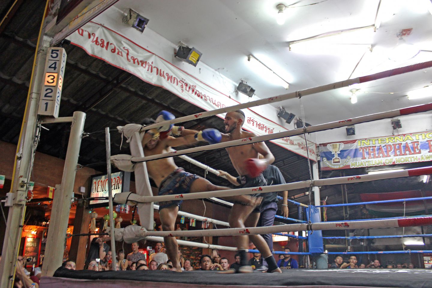 International fight at Thapae Boxing Stadium in Chiang Mai