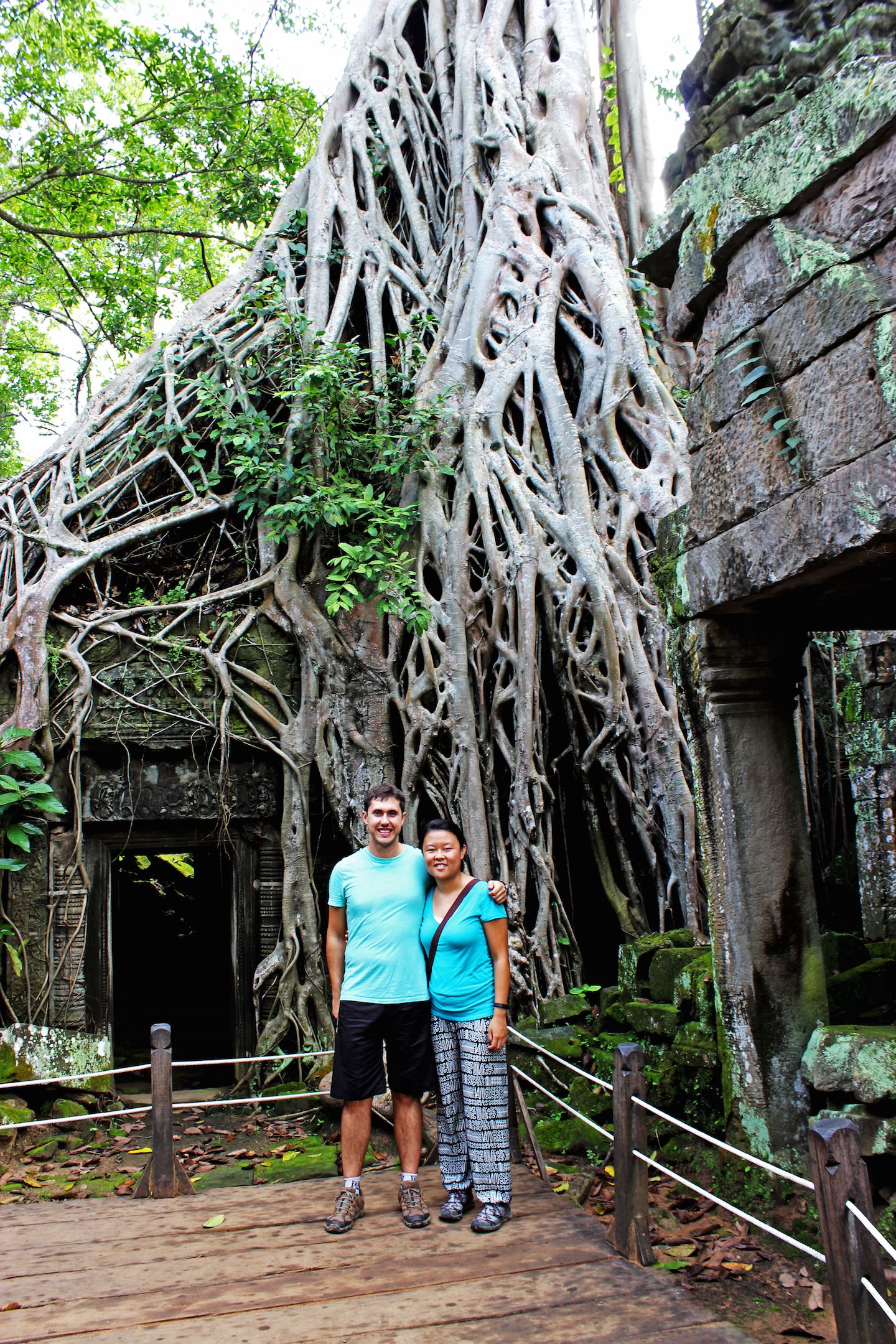 Julie and Carlos at the Tomb Raider spot in Ta Prohm