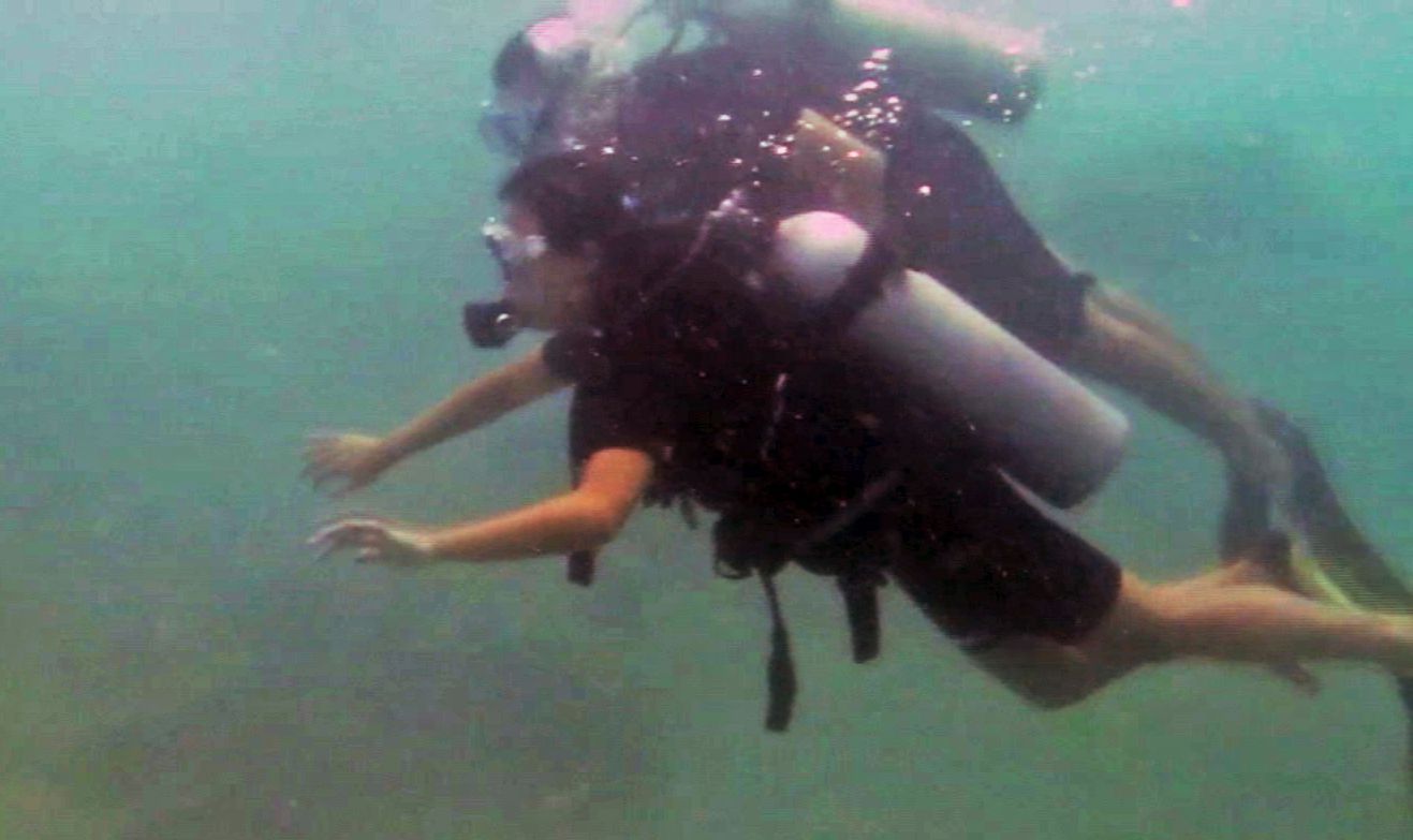 Julie and Carlos Diving in Koh Tao, Thailand