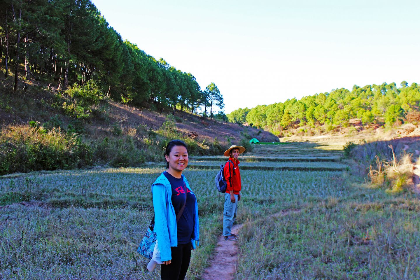 Julie and Sithu on the trek, Kalaw, Myanmar