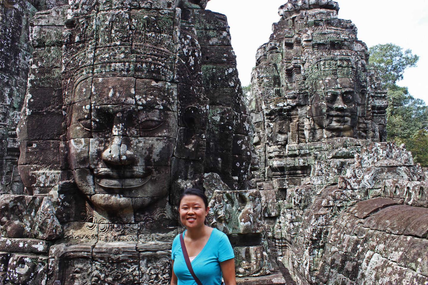 Julie at the Bayon in Angkor Thom