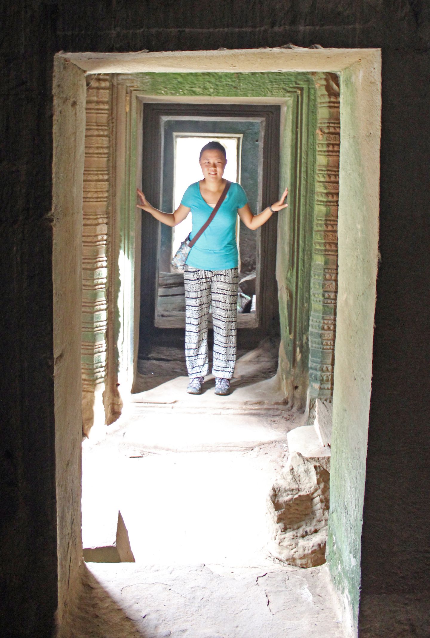 Julie at the doors of Ta Prohm