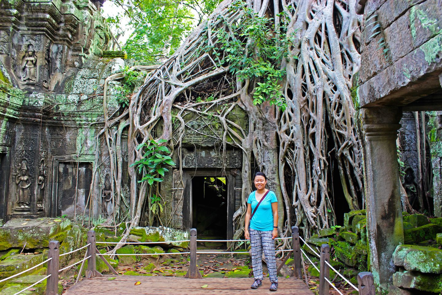 Julie at the Tomb Raider spot in Ta Prohm